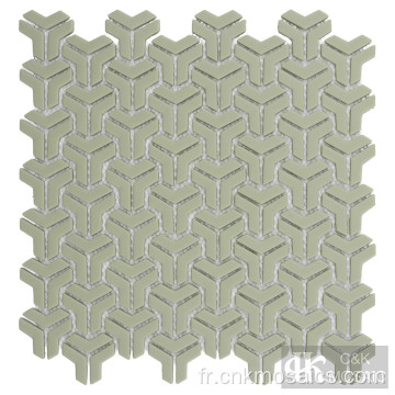 Tuile murale en mosaïque de verre chevron vert clair